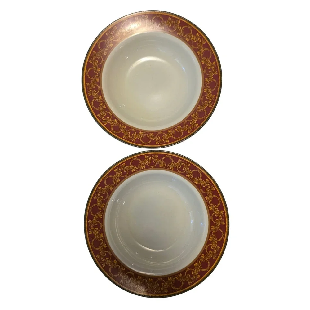 Raymond Waites Ancient Kingdom Certified International Set 2 Rim Bowls Red Gold